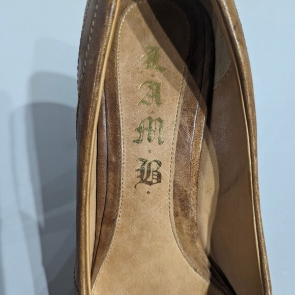 L.A.M.B brown leather peeptoe stilletto - Picture 6 of 12